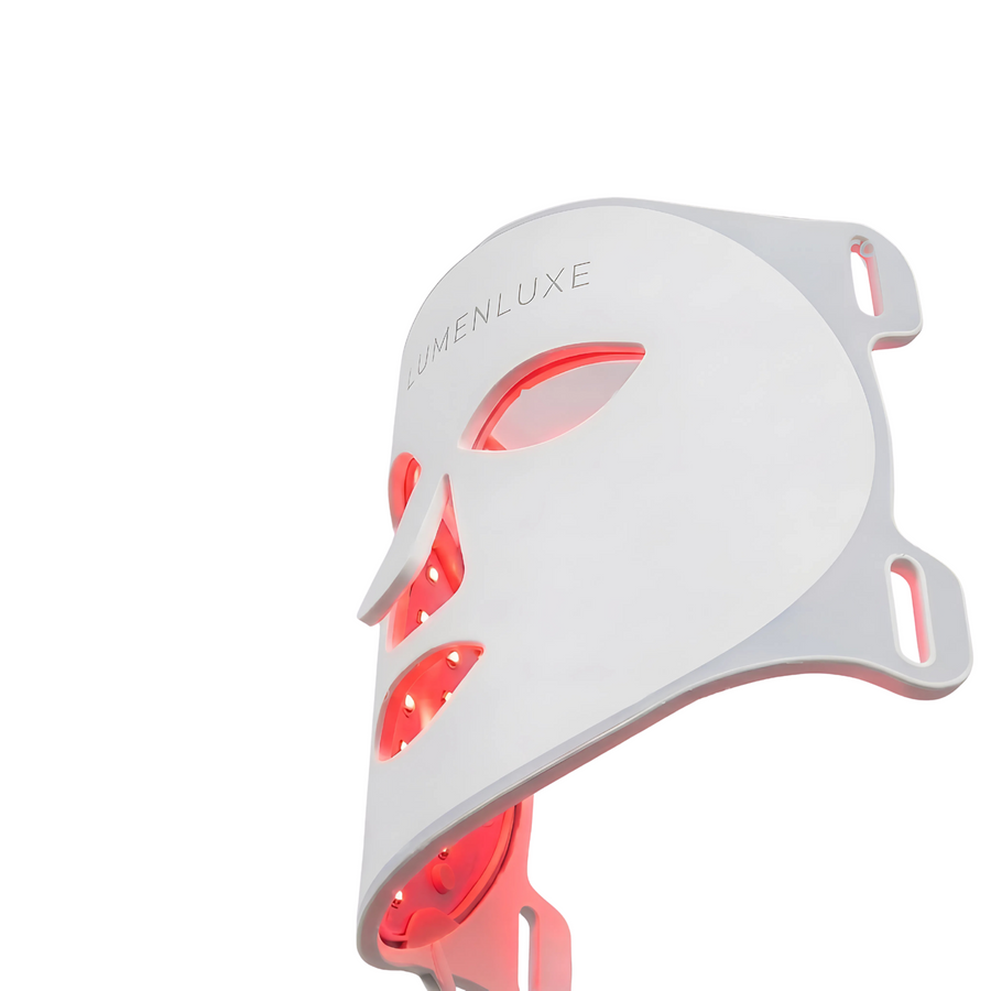LED maska na vrásky – červené svetlo 630 nm podporuje tvorbu kolagénu, LumenLuxe