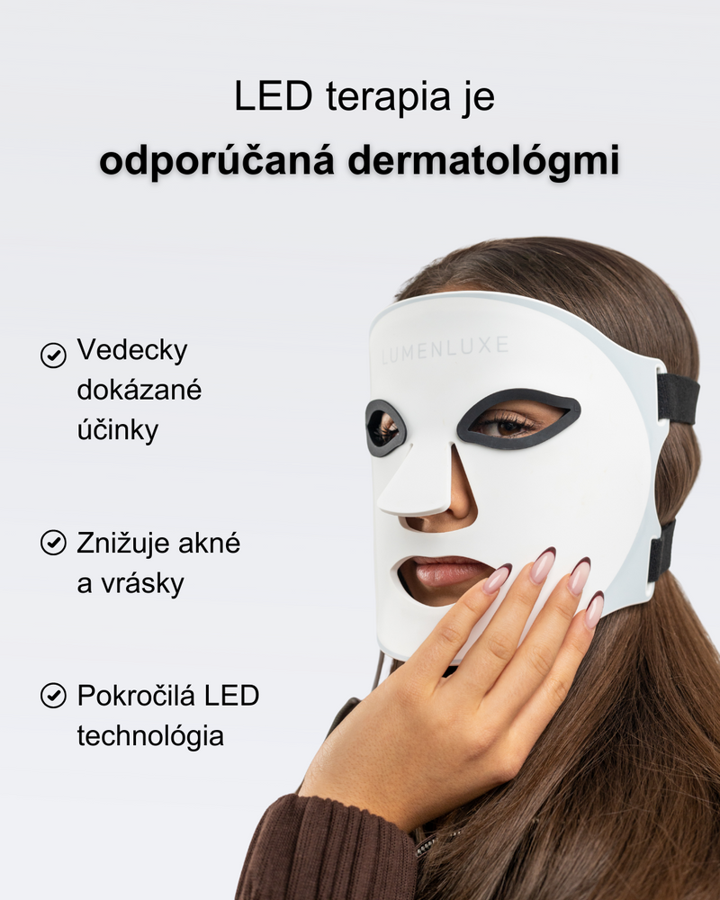 LumenLuxe LED terapia odporúčaná dermatológmi — vedecky dokázané účinky, znižuje akné a vrásky, pokročilá LED technológia